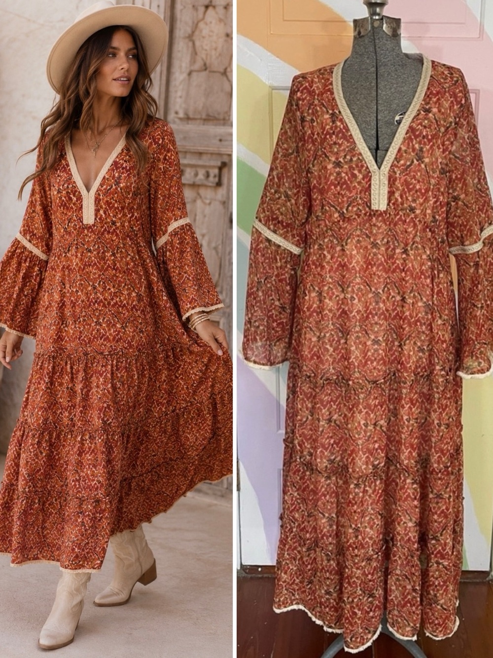 Talisman Zelda Mirage Midi Dress Australian Bohemian Rust Sz XL
🧡🎀